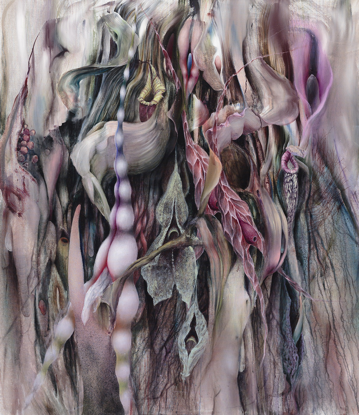 Paweł Matyszewski, <em>Kompozycja biologiczna 4</em>, akryl na płótnie, 150x130 cm, 2018, zdj.: Piotr Bekas / Galeria Le Guern